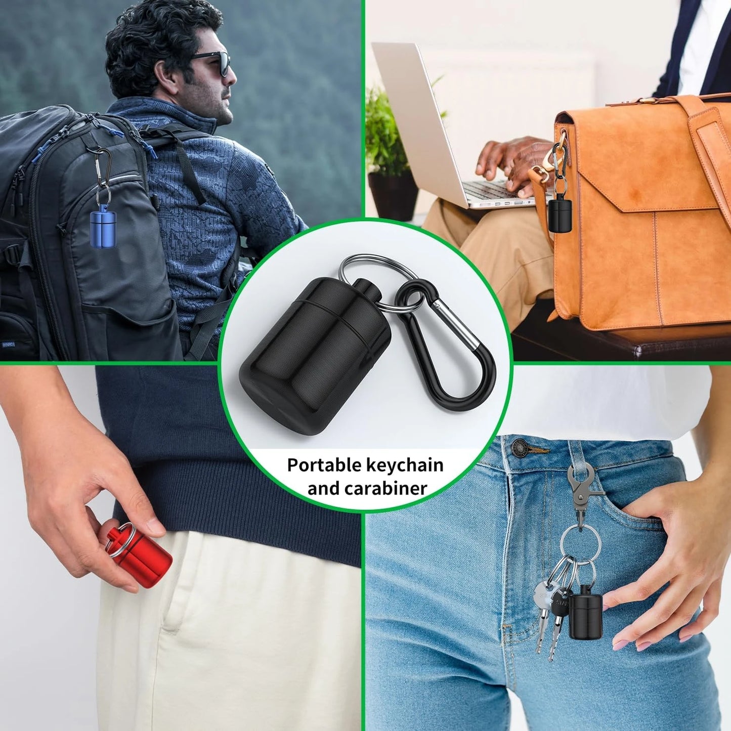 Portable Waterproof Medicine Box Keychain Safety Device, Travel Essential Organizer, Durable & Secure Storage Solution Peaceful Pleasures Health and Wellness