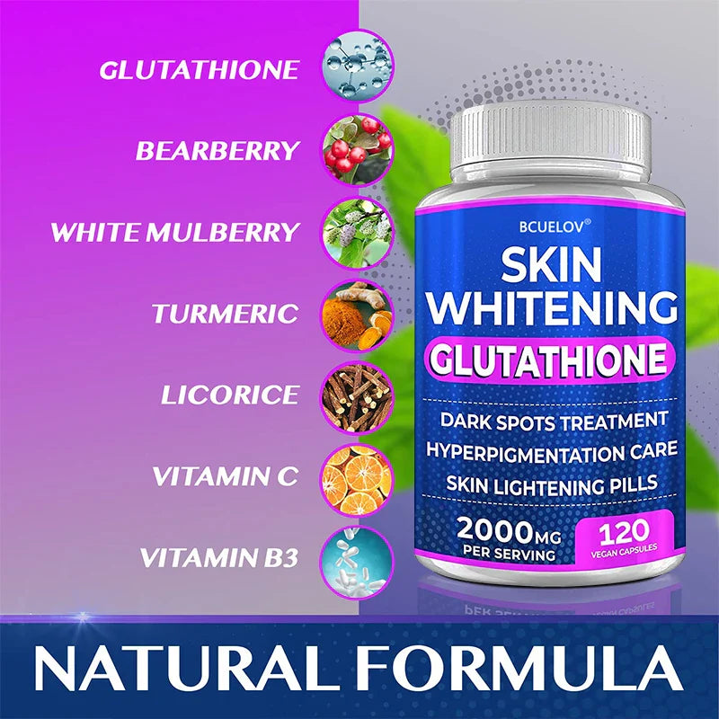 Glutathione Skin Brightening Pills 2000mg – Turmeric Bearberry
