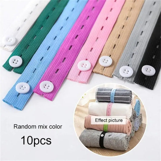 10-Pack Nylon Elastic Bands with Button Hole | Clothes Organizer Clothes Organizer Bands Peaceful Pleasures Health and Wellness