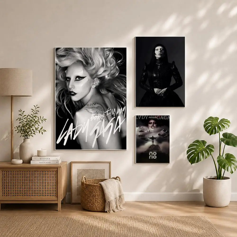 Singer L-Lady GagaS Poster HD Self Adhesive Waterproof Wall Art Ideal for Home Office Dorm Bedroom Great Gift Peaceful Pleasures Health and Wellness