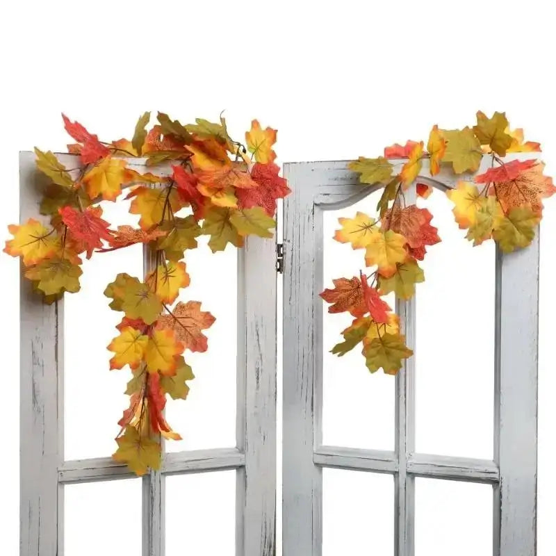 Halloween Simulated Maple Leaf Vine Wall Hanging Autumn Party Rattan