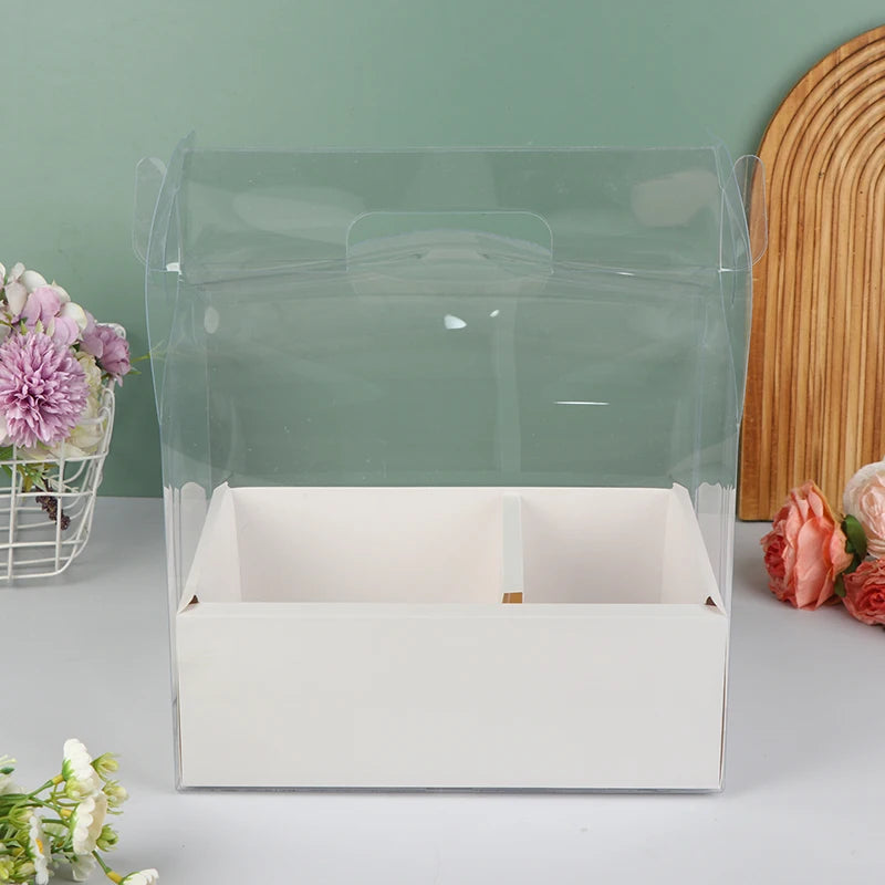 Clear PET Cake & Flower Gift Box with Handle | Party Favor Gift Box Peaceful Pleasures Health and Wellness Other 1 White