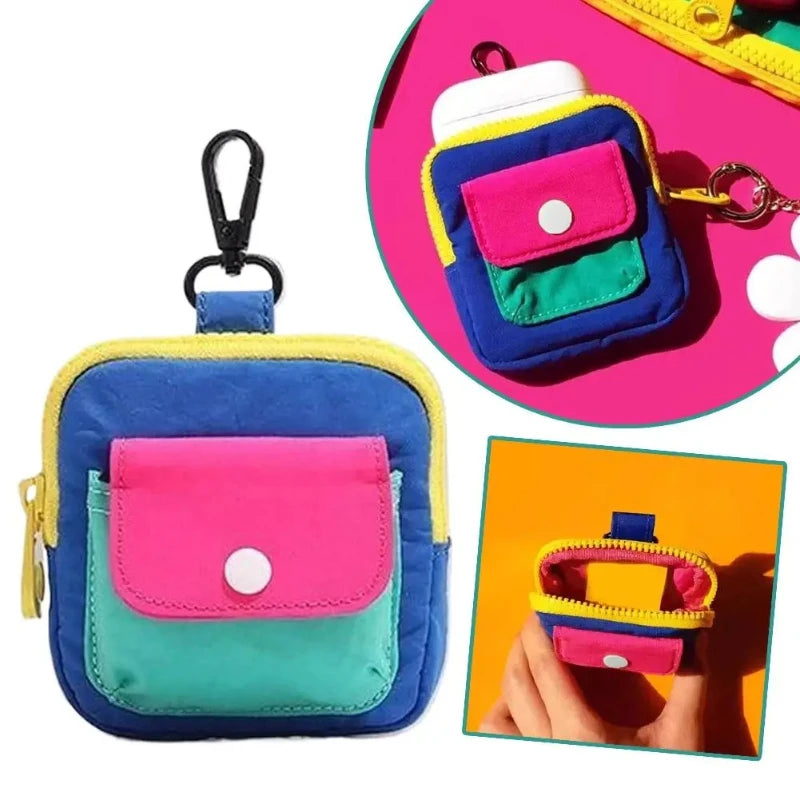 Dopamine Color Mini Zipper Wallet Portable Japanese Personalized Coin Bag Mini Earphone Storage Bag Cute Backpack Accessory Peaceful Pleasures Health and Wellness