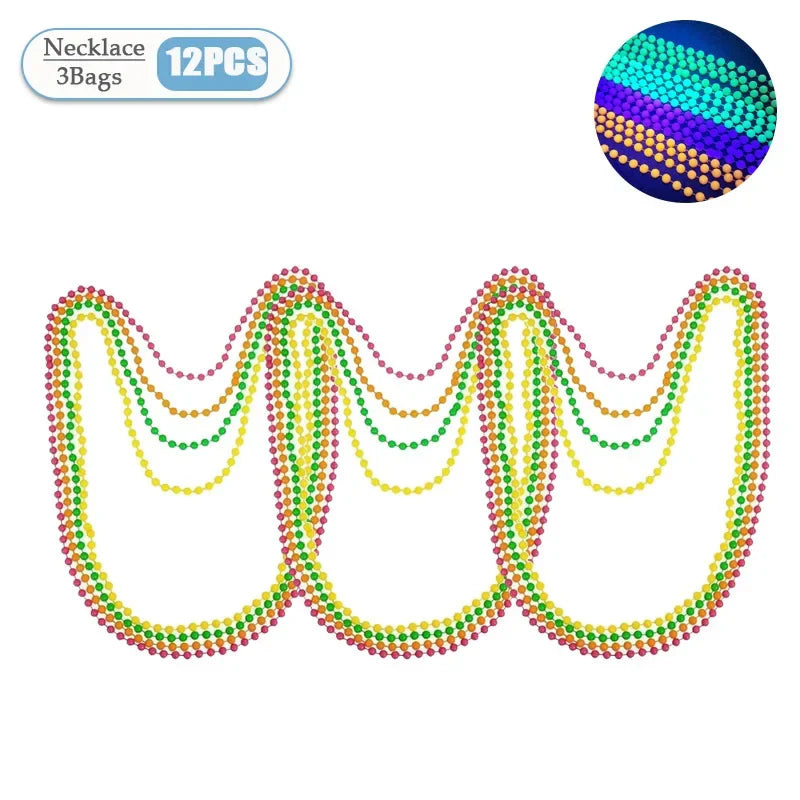 Neon Glow Bead Necklace & Bracelet Set – 4–40 PCS UV Party