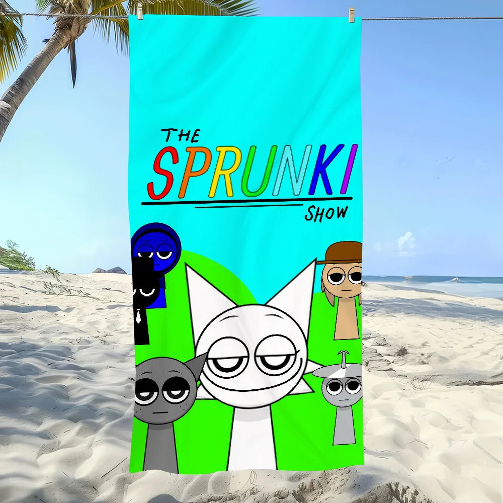 Sprunki Pattern Quick-Dry Beach Towel | Pool, Gym & Travel