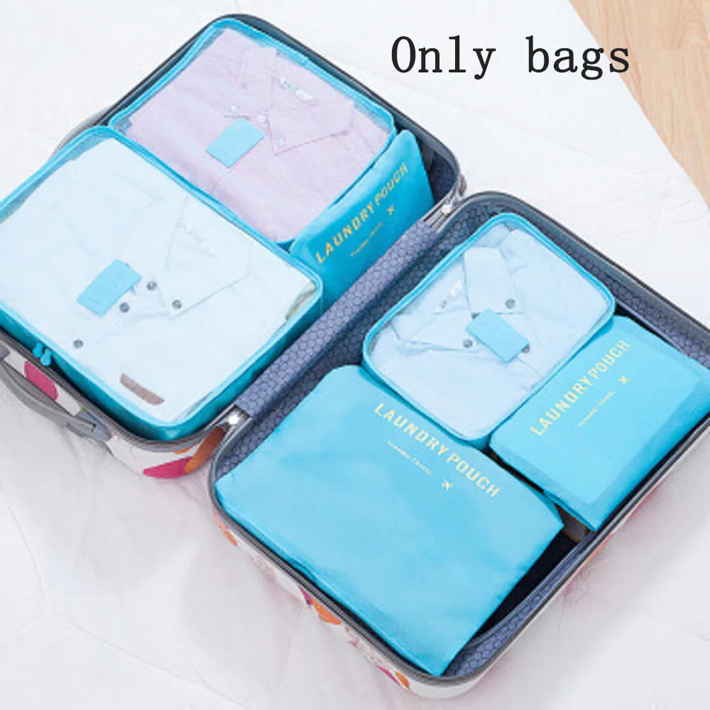 6-Piece Travel Storage & Laundry Bags Set | Clothes Organizer Travel Organizer Bags Peaceful Pleasures Health and Wellness 6PCS blue