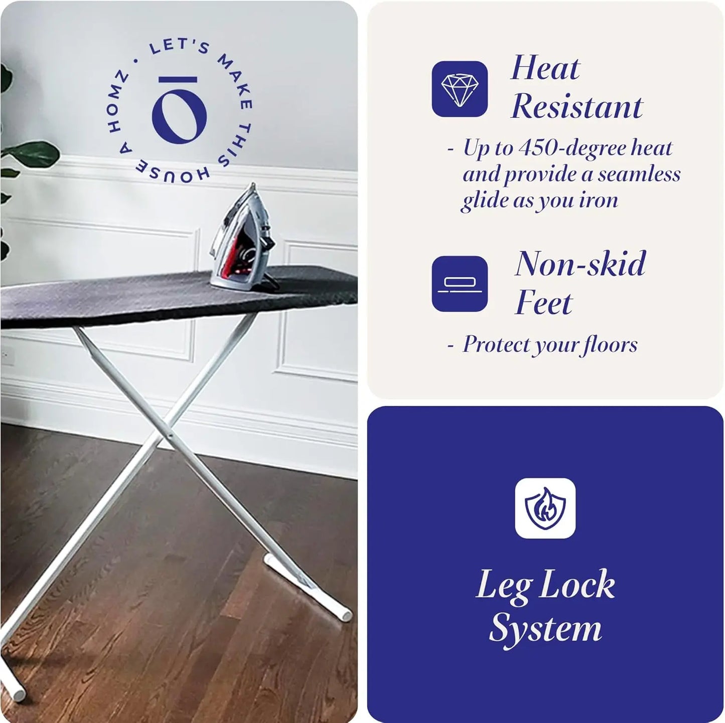 Portable Foldable Ironing Board with Adjustable Height & T-Leg Design Peaceful Pleasures Health and Wellness