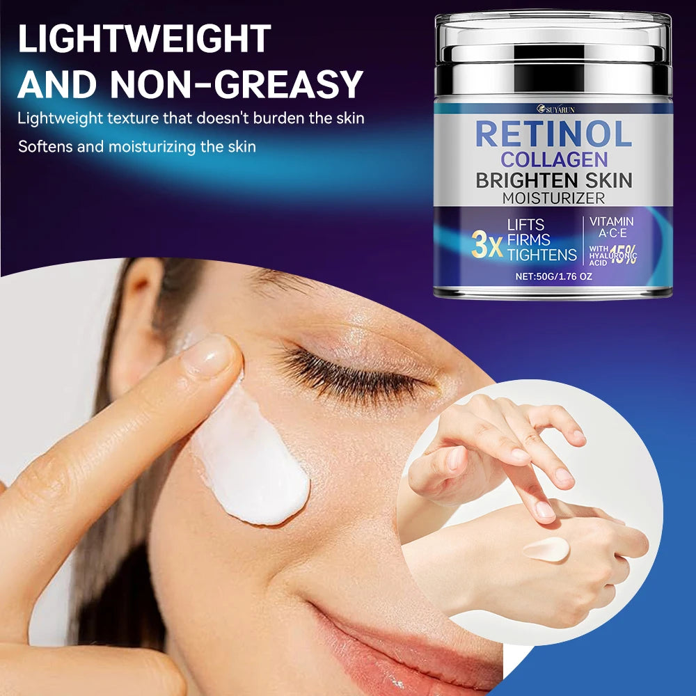 SUYARUN Retinol & Collagen Anti-Aging Face Cream - Wrinkle Reduction, Moisturizing & Brightening, Improve dry skin. Peaceful Pleasures Health and Wellness