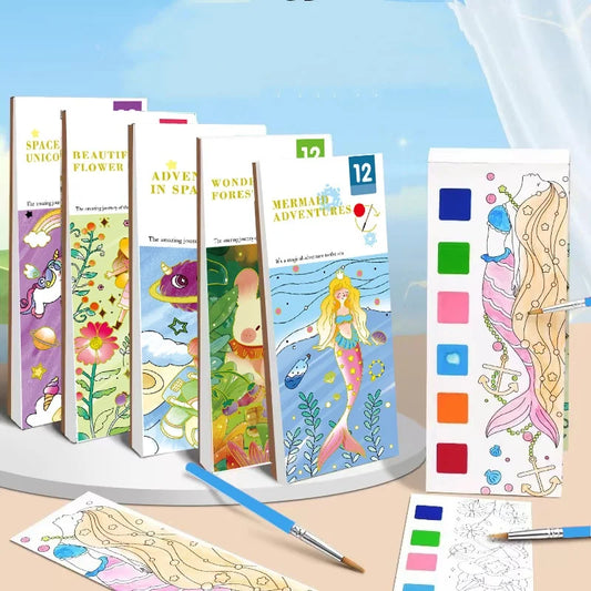 Bview Art Magic Water-activated Coloring Book Kids Reusable Gouache Peaceful Pleasures Health and Wellness