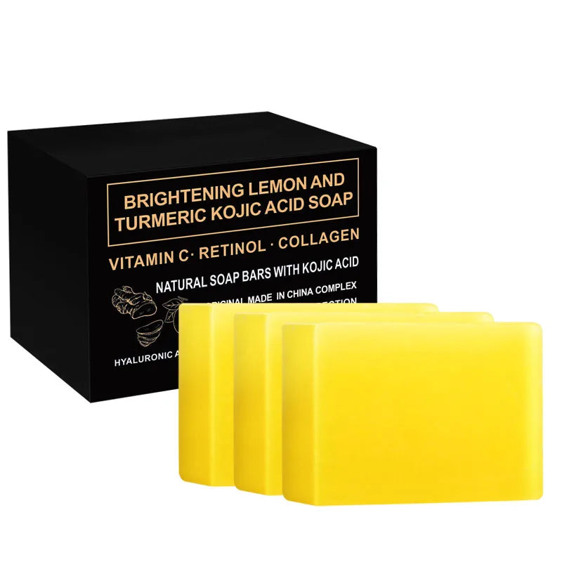3pcs*100g Curcuma Soap Ginger Handmade Soap Essential Oil Soap Turmeric Soap Lemon Turmeric Curcuma Soap Papaya Soap Soap Handma Peaceful Pleasures Health and Wellness Lemon
