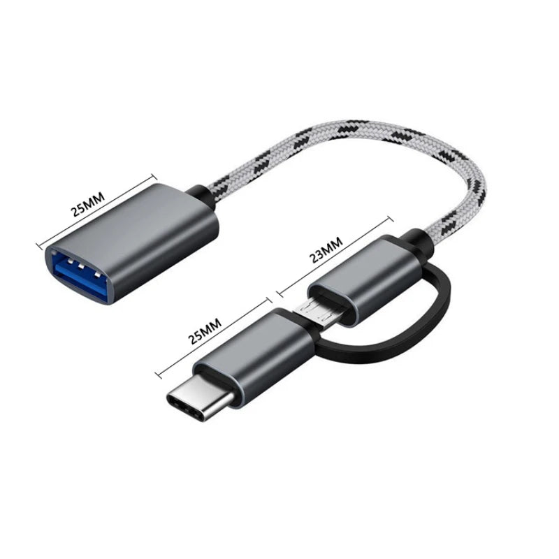 （Color random ）2in1 USB 3.0 OTG Adapter Cable Fast Transfer Braided Cord For Samsung MateBook U Disk Tablet PC Card Reader Peaceful Pleasures Health and Wellness