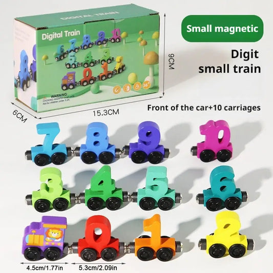Wooden Magnetic Number Train Toy | Toddler Learning Blocks Wooden Learning Toy Peaceful Pleasures Health and Wellness