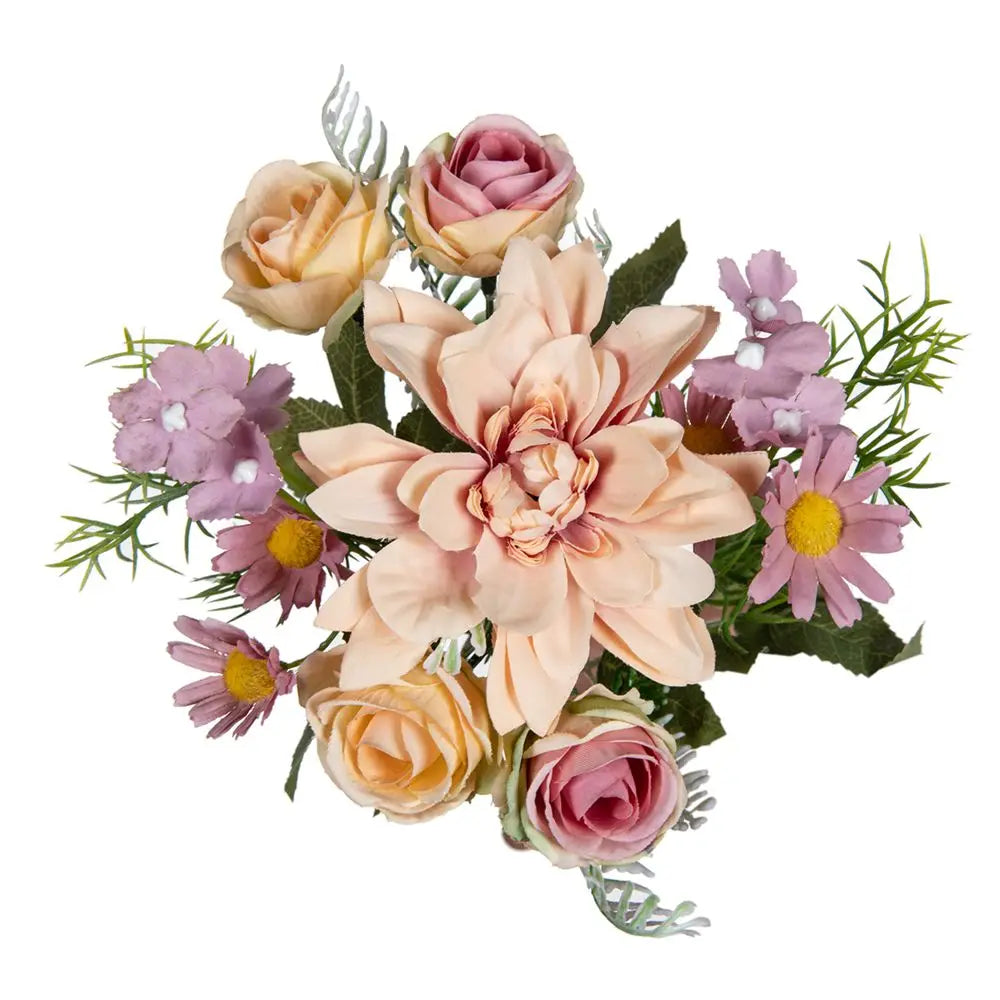 Silk Dahlia Rose Artificial Flower Bouquet | Wedding & Home Decor