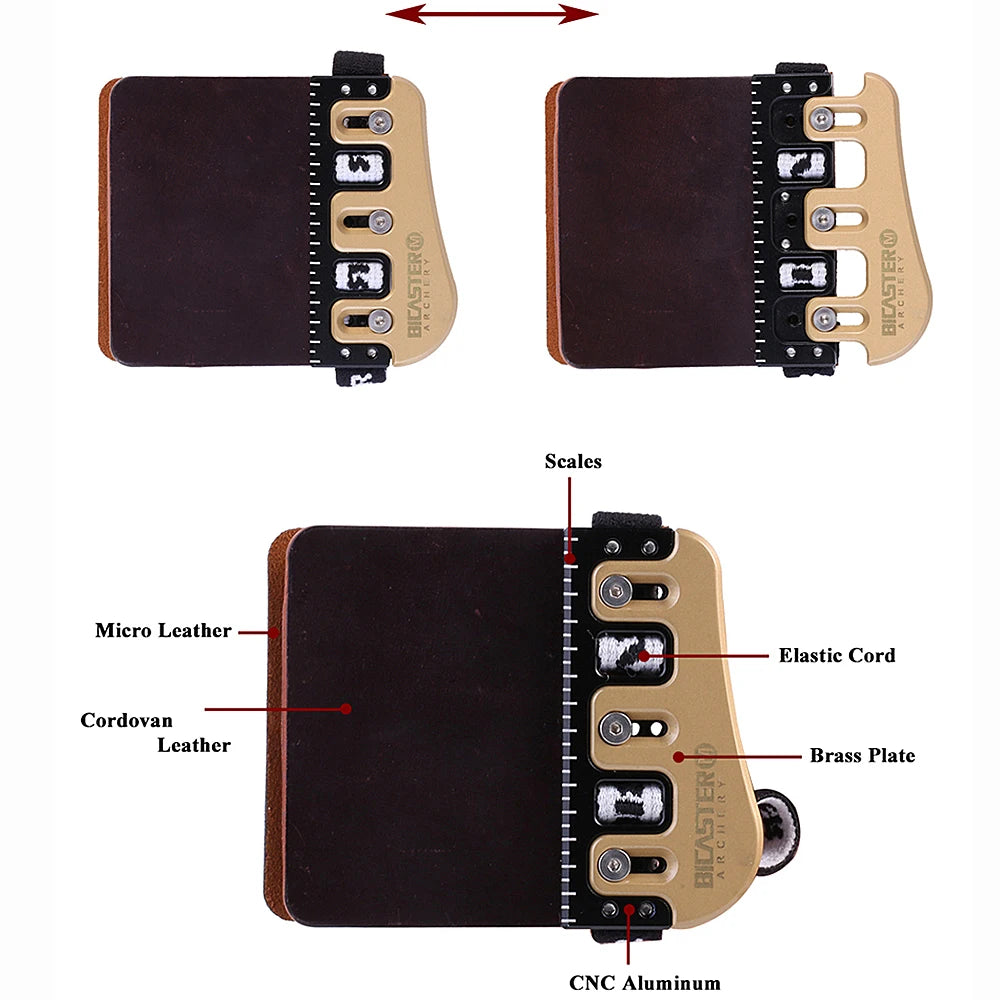 Bicaster Archery Finger Guard Protector LH RH Tab Leather Brass Plate