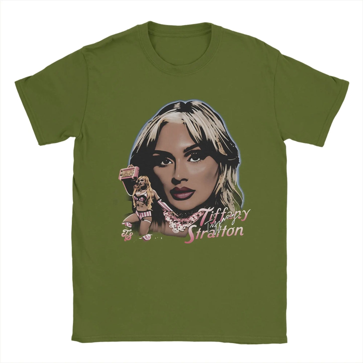 Tiffany Stratton T-Shirt Summer 100% Cotton T Shirts For Man Harajuku Casual Tee Shirt Short Sleeve Y2K Funny Top Tees Peaceful Pleasures Health and Wellness army green S