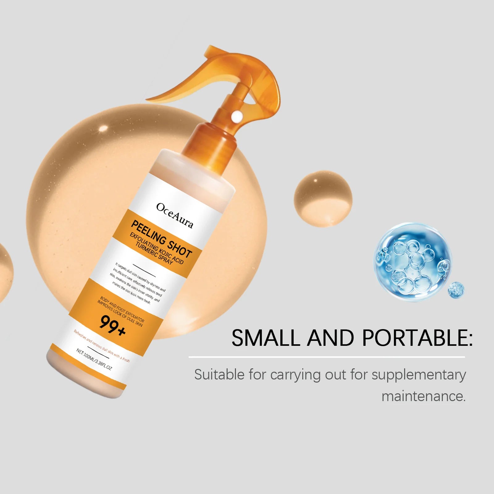 Turmeric Kojic Acid Body Exfoliating Spray Remove Dead Skin Brightening Improve Dullness Smoothing Refreshing Body Peeling Spray Peaceful Pleasures Health and Wellness