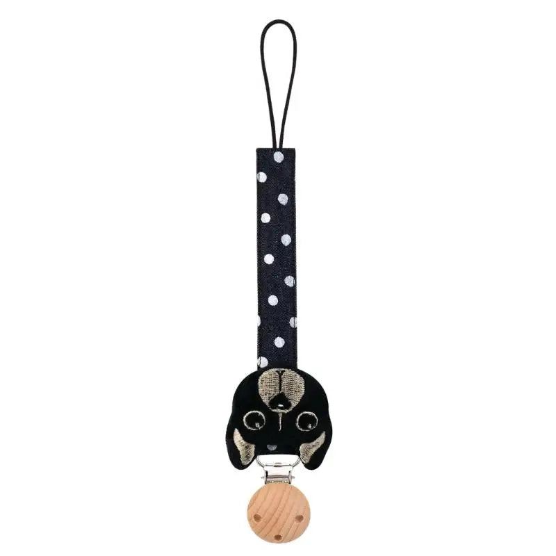 Baby Pacifier Holder Chain with Wooden Clip | Cotton Lanyard
