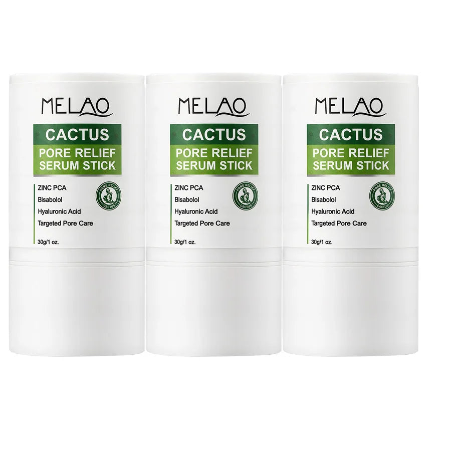 Cactus Pore Relief Multi Balm Stick Cooling & De-Puffing Face Balm for Enlarged Pores,Pore Minimizer,Smooths Texture Non-Greasy Peaceful Pleasures Health and Wellness 30gx3 pieces 30ml