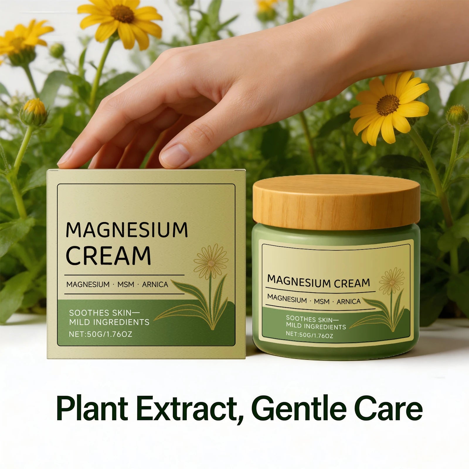Magnesium Cream Reduce Redness Soothing Skin Relief Muscle Tension Fatigue Reduction Wrist and Knee Arnica Massage Care Cream Peaceful Pleasures Health and Wellness