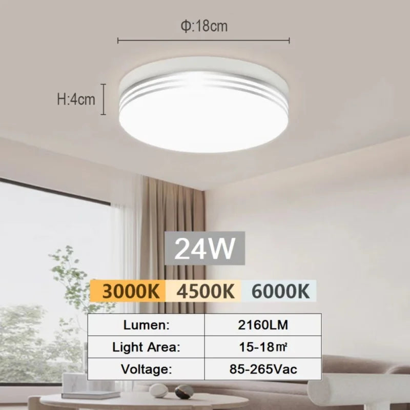 RUNTOIN 18-48W LED Flush Mount Ceiling Light 3000K-6500K