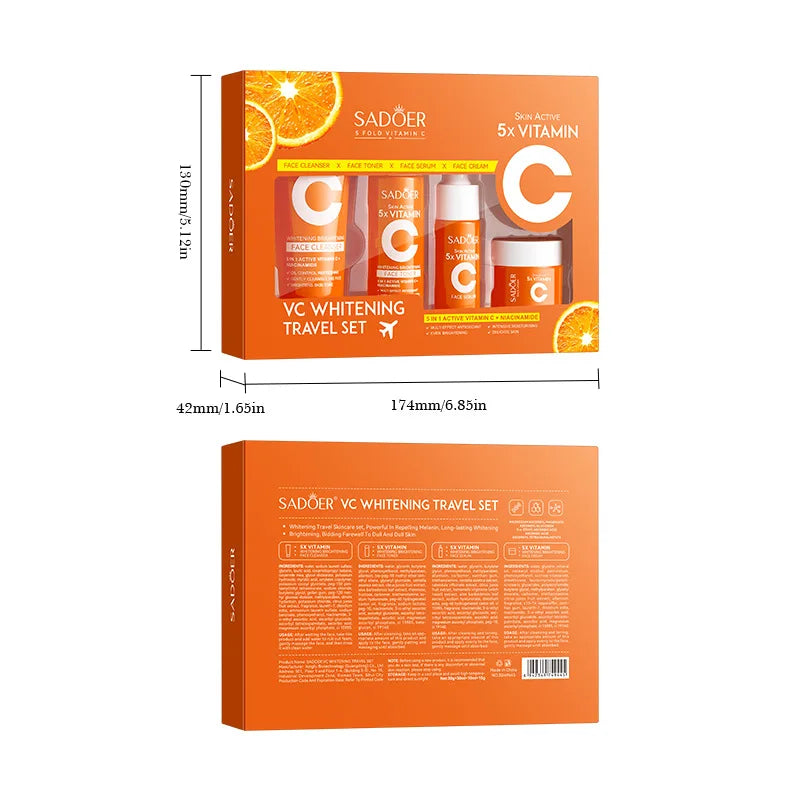 Vitamin C 4-Piece Travel Skin Care Set – Toner, Serum & Cream