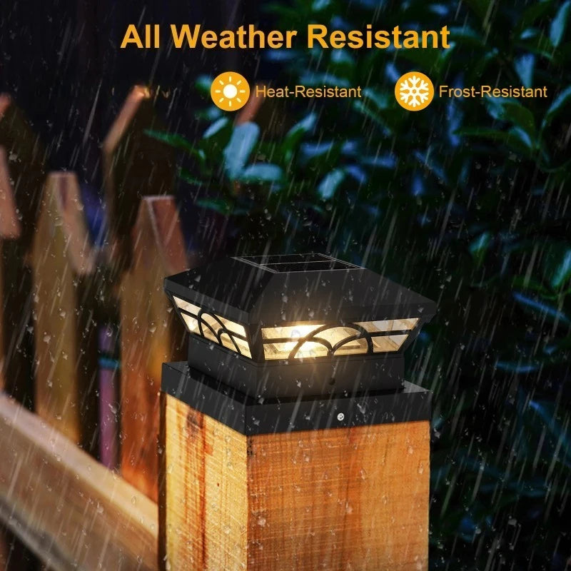 Solar Column Head Fence Lights | Waterproof Outdoor Garden