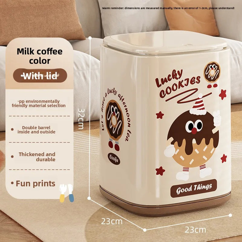 Adorable Waste Bin with Fun Pattern - Double Bucket Design, Anti-Stain & Oil-Resistant, Home Accessory Peaceful Pleasures Health and Wellness Cover Coffee