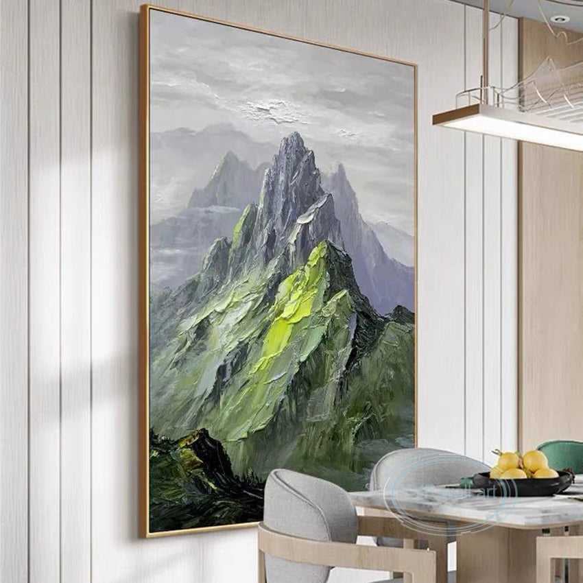 Custom Canvas Mural Abstract Mountain Decoration Picture Handmade Oil Painting Wall Poster Living Room Bedroom Porch Restaurant Peaceful Pleasures Health and Wellness