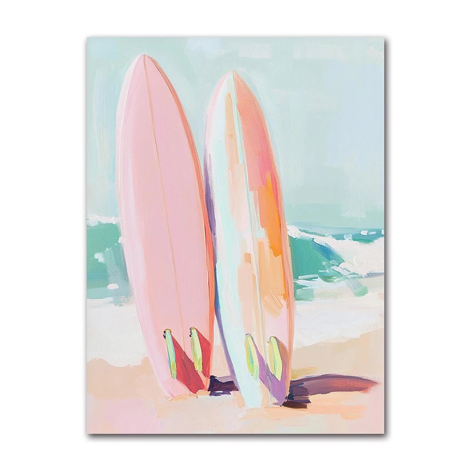 Beach Surfing Canvas Wall Art | Summer Seaside Poster Print Canvas Wall Art Peaceful Pleasures Health and Wellness 61739-05 20x30cm Unframed
