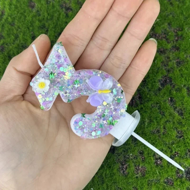 2025 Hot 0-9 Digits DIY Birthday Candles Butterfly Flowers Children's Birthday Girls Number Cake Decorations Candle Room Decor Peaceful Pleasures Health and Wellness