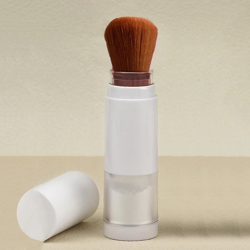 Multi-functional 2 in 1 Foundation Brush Makeup Brush Empty Travel Blush with Refillable Loose Powder Bottle Makeup Beauty Tools Peaceful Pleasures Health and Wellness Brown