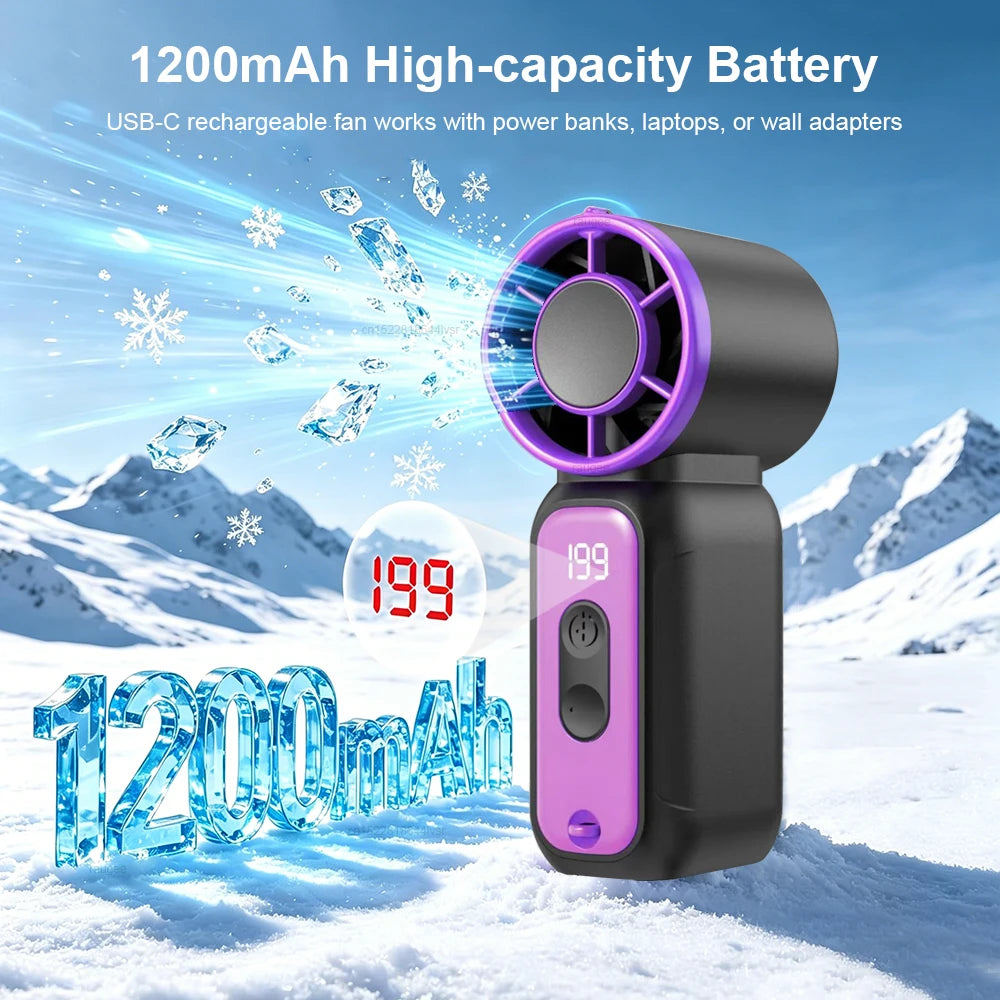 Mini Handheld Fan LED Digital Display Small Pocket Fan Portable Outdoor Personal Air Cooling Fan Rechargeable Hanging Neck Fan Peaceful Pleasures Health and Wellness