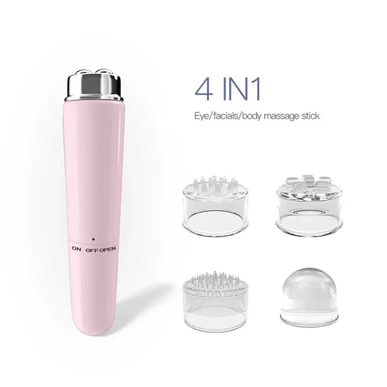 4 in 1 Electric Eye Massager Micro Vibration Facial Beauty Instrument for Relax Eye Dark Circles Eye Bags Puffiness Eye Massage Peaceful Pleasures Health and Wellness C542-pink