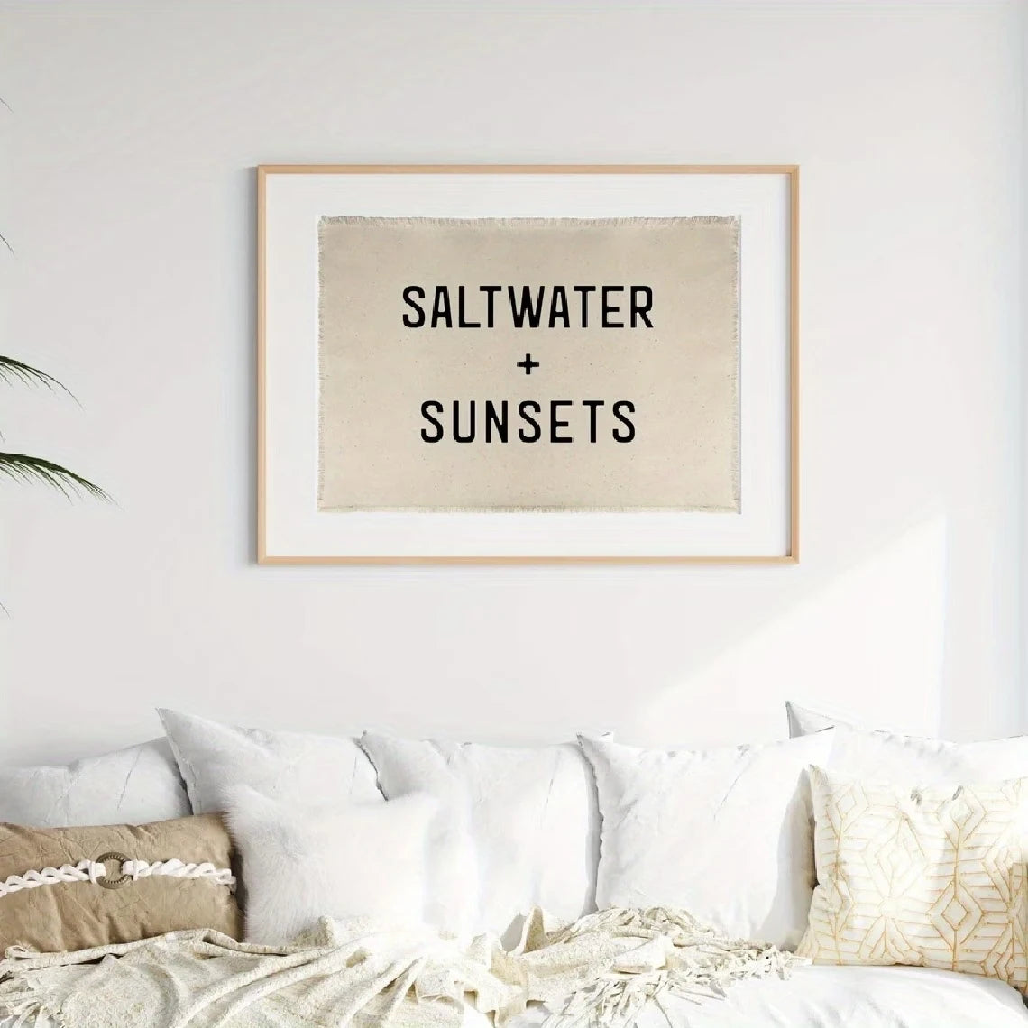 Saltwater & Sunsets Minimalist Quote Canvas Wall Art Print