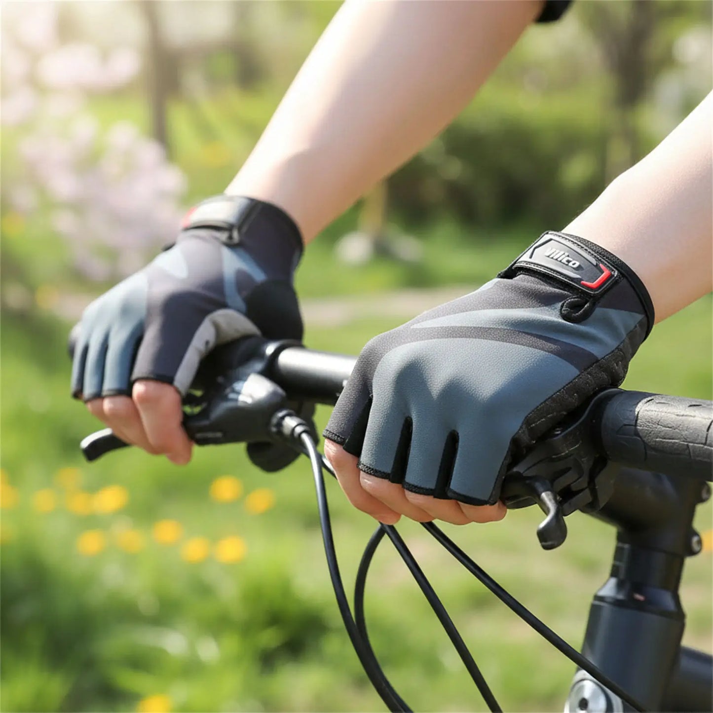 Cycling Gloves for Men and Women Half Finger Anti Slip Shock Absorption Outdoor Sports Spring Summer Peaceful Pleasures Health and Wellness