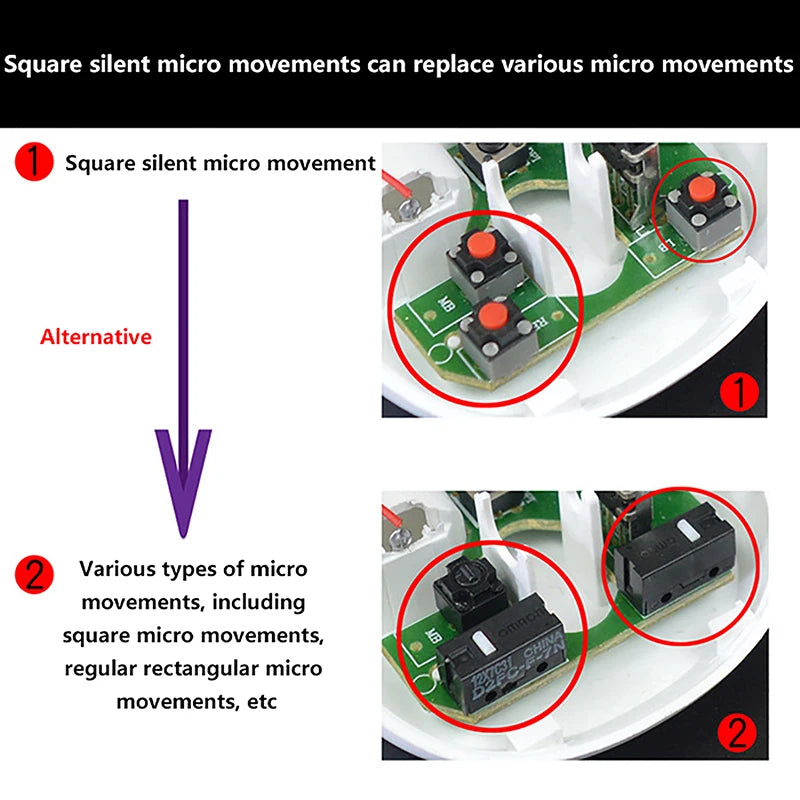 10Pcs Wireless Mouse Wired Mouse Button Micro Switch DIY Accessories For Kailh Mute Button 4.3/7.3MM Silent Switch Peaceful Pleasures Health and Wellness