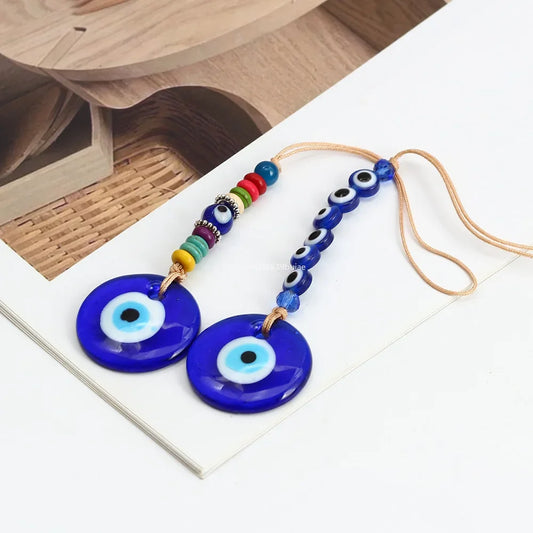 Evil Eye Charm Protection Tassel Crystals Feng Shui Car Room Decor Turkish Blue Eye Retro Glass Pendant Home Decor Gifts nordic Peaceful Pleasures Health and Wellness