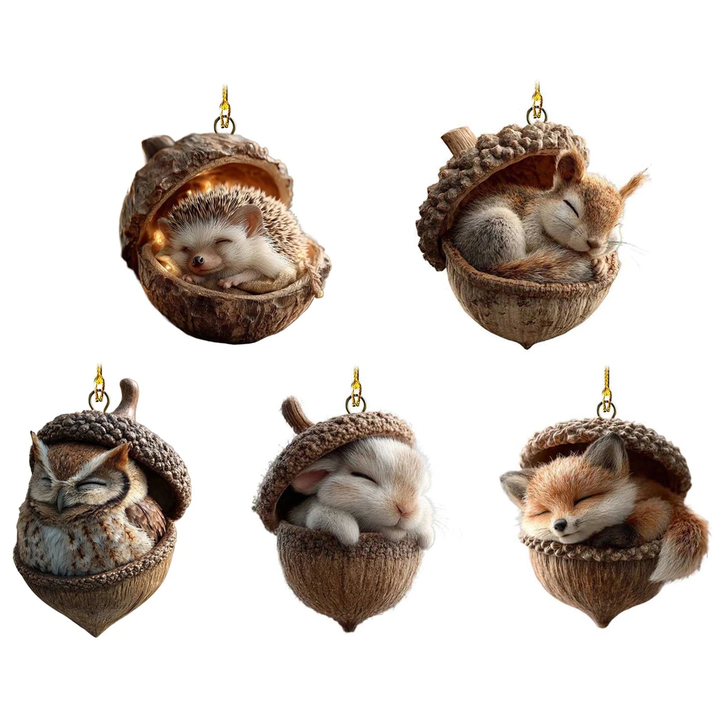 Acrylic 2D Animal Christmas Ornaments | Cute Xmas Tree Pendants
