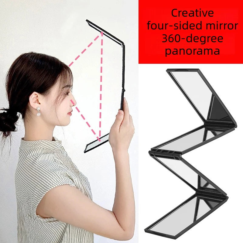 4 Way Mirror 360 Degree Handheld Desktop Portable Foldable Makeup Mirror For Self Hair Cutting Makeup Mirror Convenient and prac Peaceful Pleasures Health and Wellness