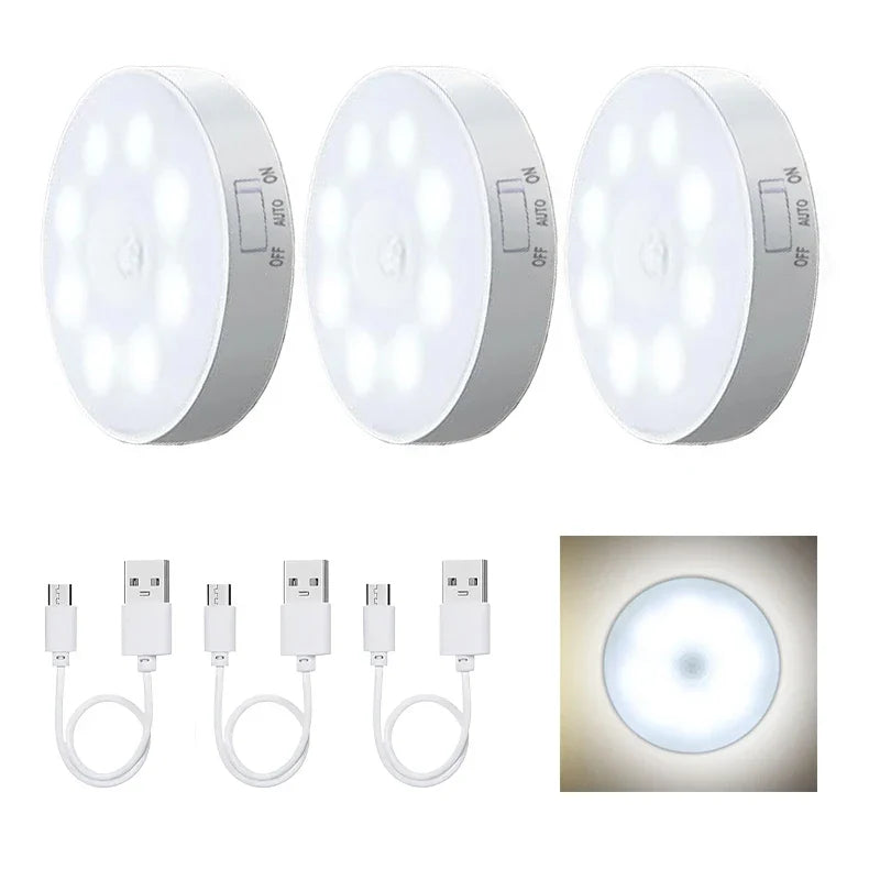 Motion Sensor LED Night Light USB Rechargeable 3-Pack