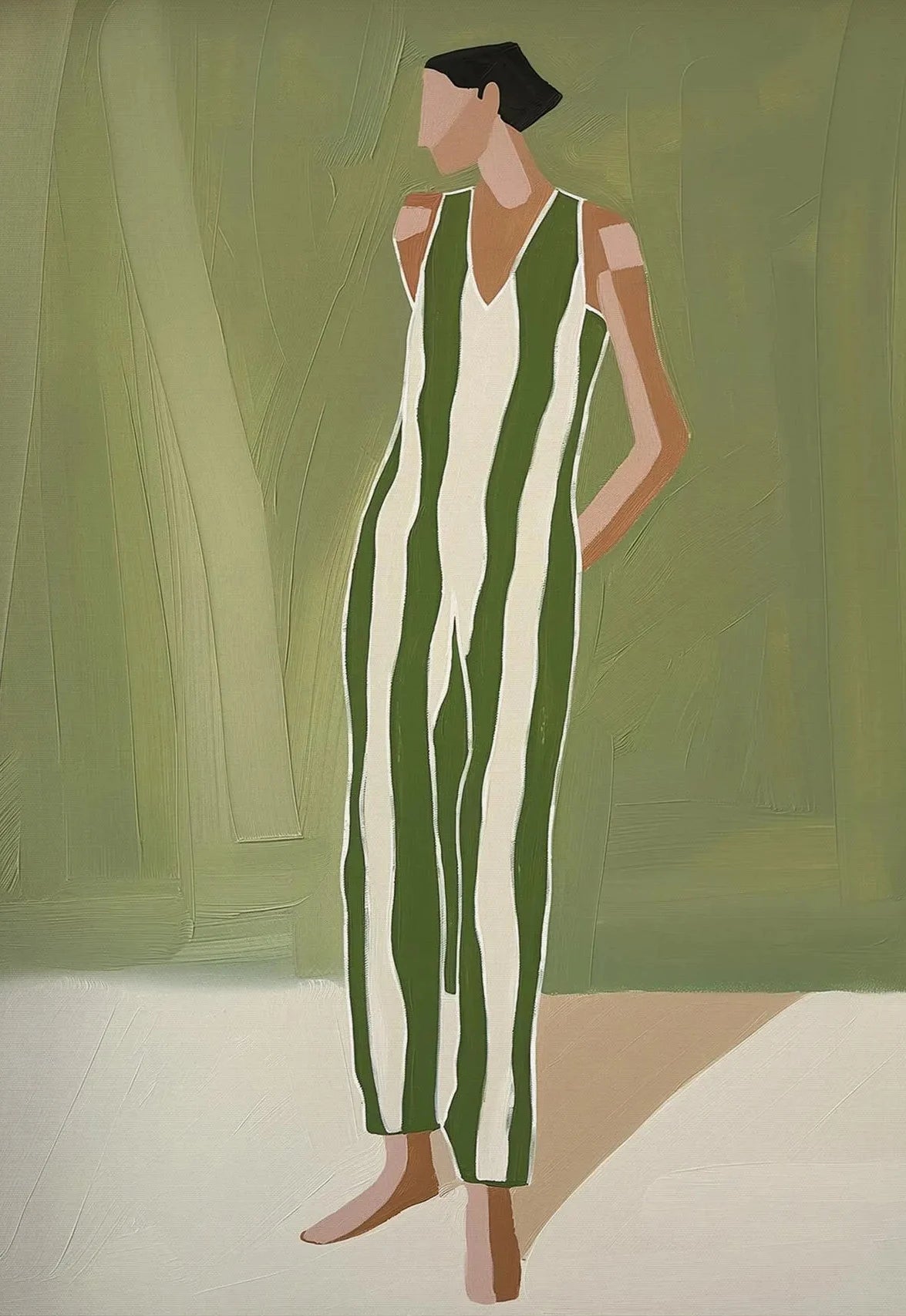 Sage Green Abstract Woman Canvas Wall Art | Minimalist Print
