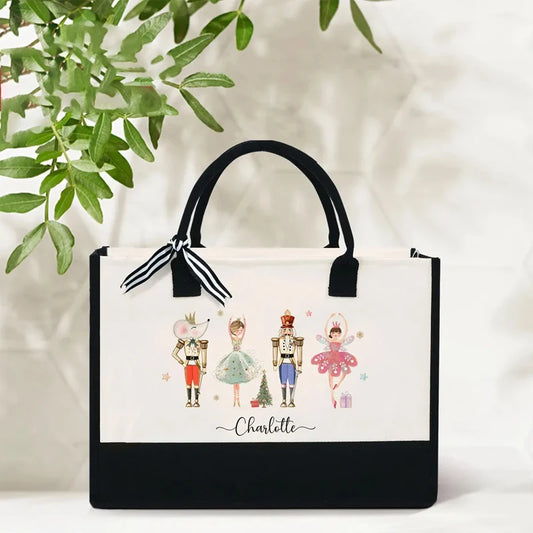 Personalized Nutcracker Ballet Tote Bag | Custom Christmas Gift Personalized Tote Bag Peaceful Pleasures Health and Wellness
