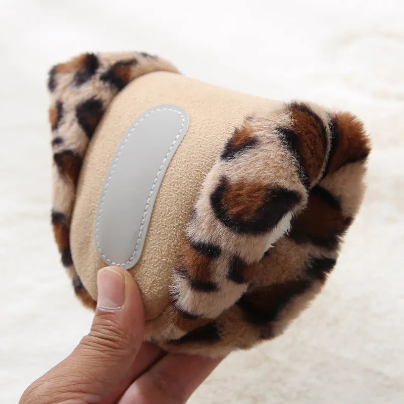Leopard Fur Slippers | Memory Foam Non-Slip Warm Winter House Shoes