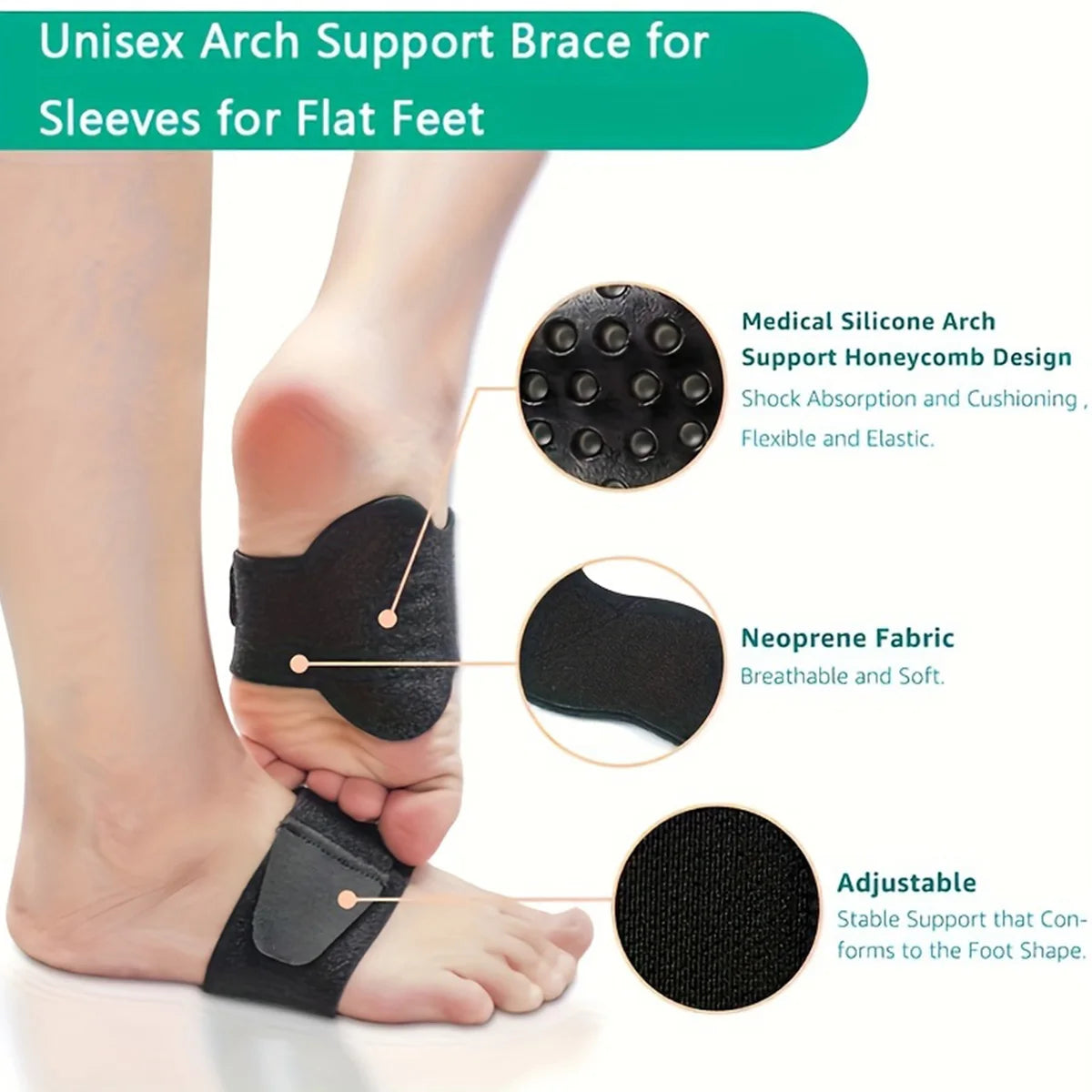 1 Pair Comfortable Foot Protectors Thickened Shock-absorbing Honeycomb Holes Pads Arch Support Shock-absorbing Flat feet Peaceful Pleasures Health and Wellness