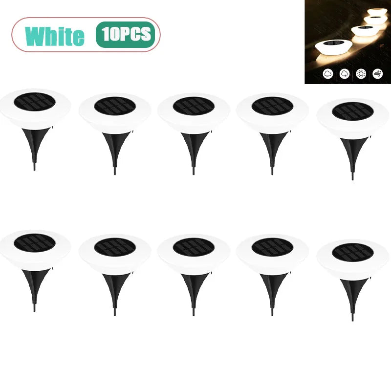 10-Pack Solar Outdoor Path Lights – IP65 Waterproof Spike Lamps