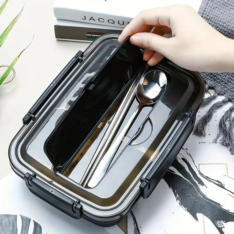 New Durable Easy-Clean Bento Container for Students & Office Workers,Leak-Proof Stainless Steel Lunch Box with 3 Compartments Peaceful Pleasures Health and Wellness