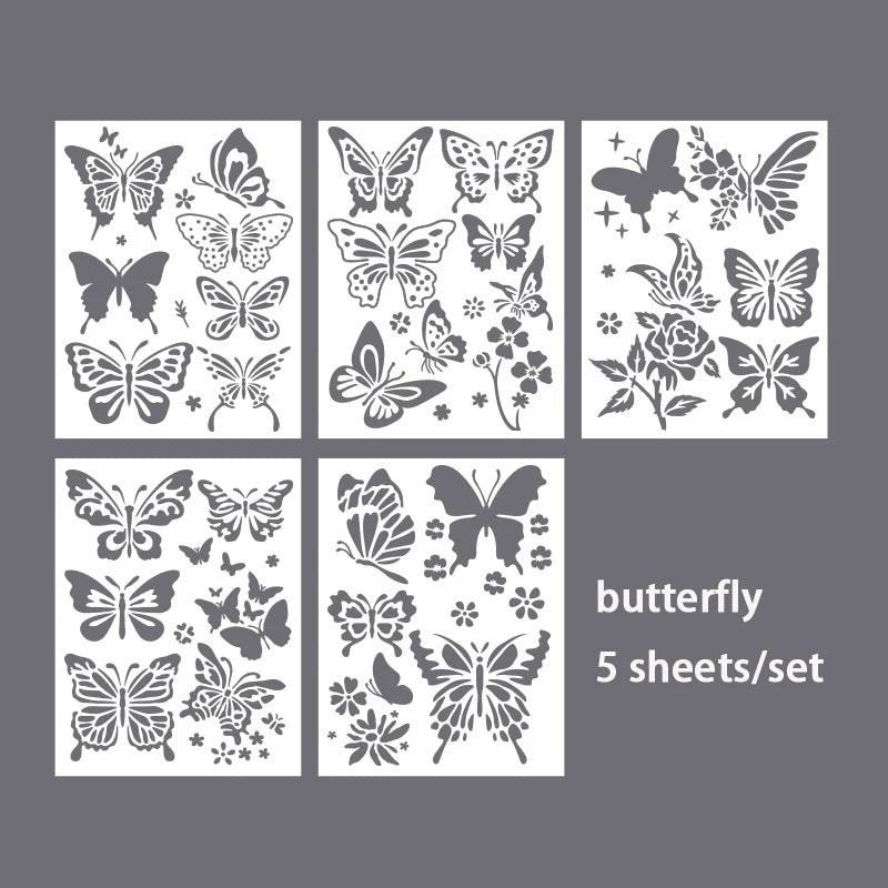 Floral Painting Templates Children Flower Leaf Butterfly DIY Drawing
