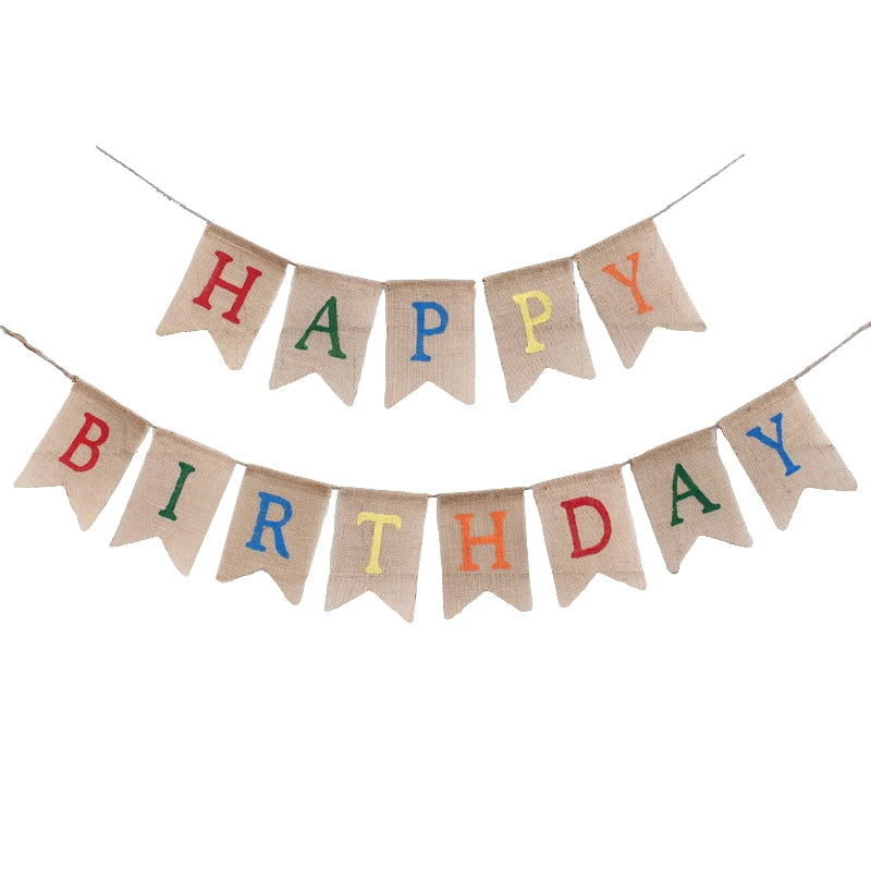 Rustic Rainbow Happy Birthday Burlap Banner Party Bunting Party Banner Peaceful Pleasures Health and Wellness Happy Birthday 1Set
