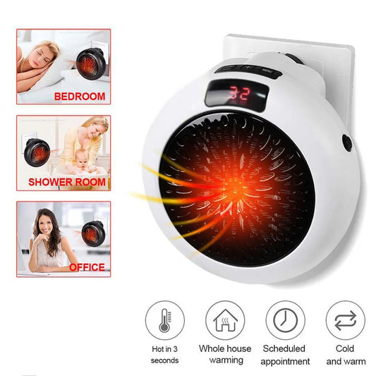 Electric Heater Portable Ptc Ceramic Hot Air Fan Household Desktop Wall Mounted Round Home Mini Appliances Winter Heater Peaceful Pleasures Health and Wellness