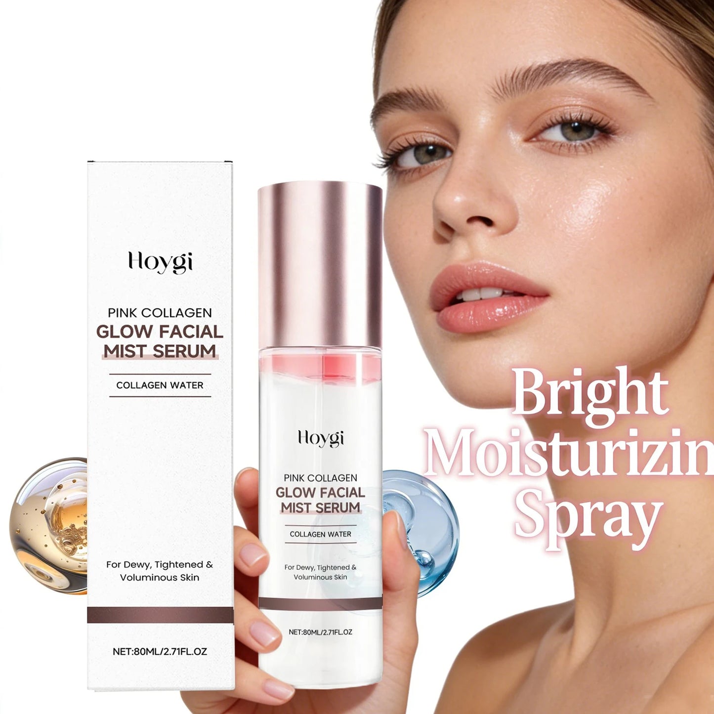 Pink Collagen Facial Serum Mist for Dry Skin Firming Moisturizing Brightening Skin Tone Shrink Pores Hydrated Spray Peaceful Pleasures Health and Wellness